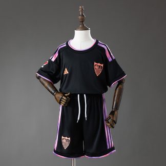 Sevilla FC 2026/27 Tredjeställ Barn Svart och Laxrosa med Shorts