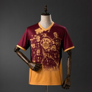 Spanien 2026 Jubileumströja Herr Vinröd Gul Fotbollströja