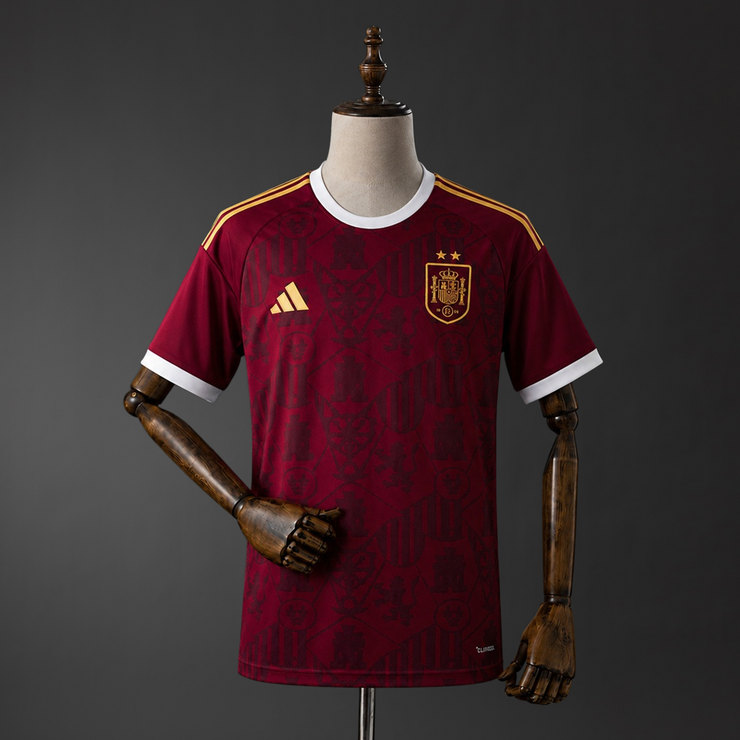 Spanien 2026 Jubileumströja Vinröd Herr Kortärmad Fotbollströja