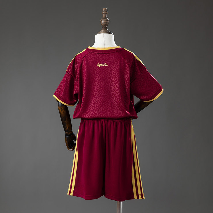 Spanien VM 2026 2 Stars Special Edition Fotbollsställ Barn Vinrött med Shorts