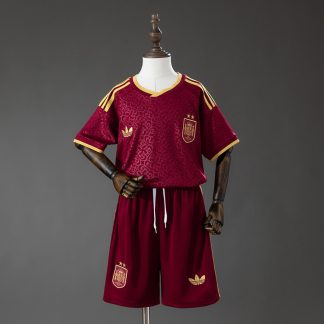 Spanien VM 2026 2 Stars Special Edition Fotbollsställ Barn Vinrött med Shorts