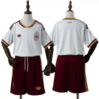 Spanien VM 2026 Bortaställ Barn Vit Kortärmad med Shorts