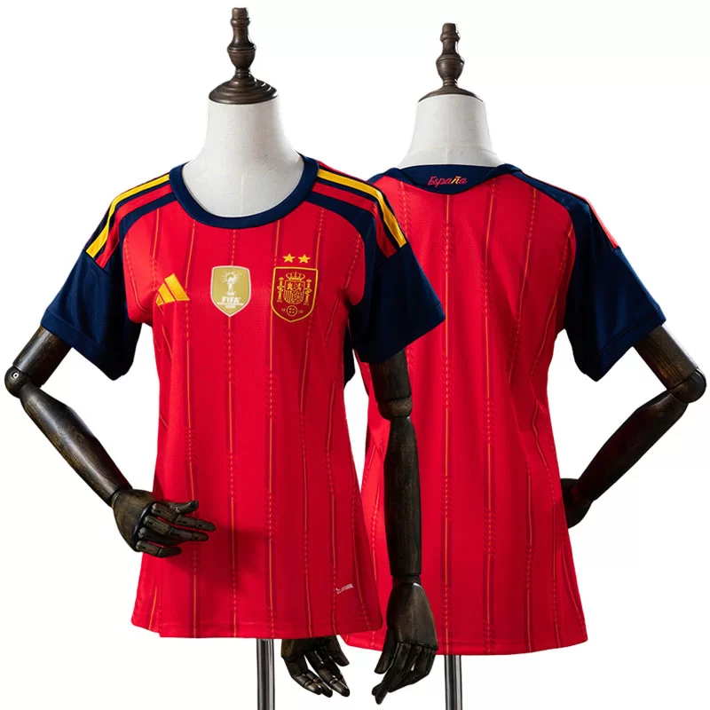 Spanien VM 2026 Hemmatröja Dam Röd Kortärmad Fotbollströja