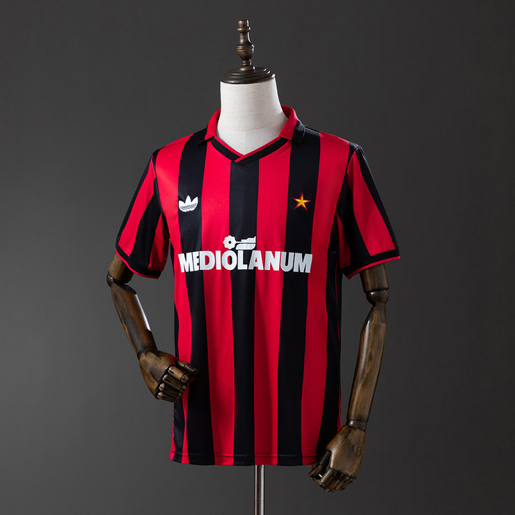 AC Milan 1990/92 Retro Hemmatröja Herr Röd och Svart Fotbollströja