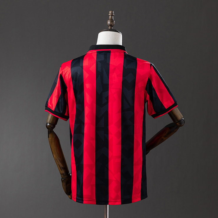 AC Milan 1993/94 Retro Hemmatröja Herr Röd och Svart Fotbollströja