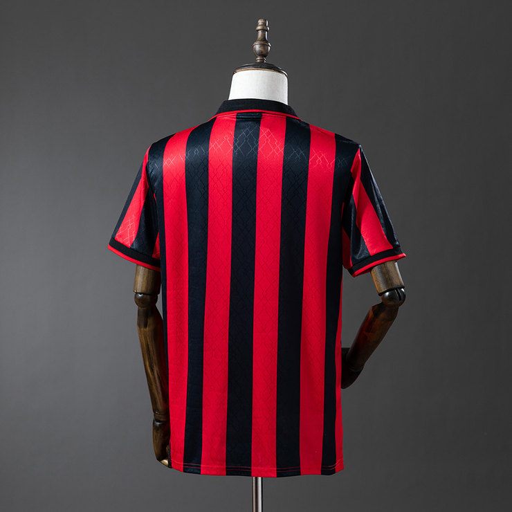 AC Milan 1995/96 Retro Hemmatröja Herr Röd och Svart Fotbollströja