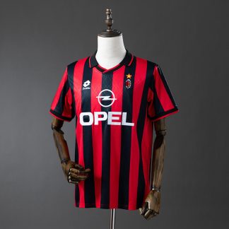 AC Milan 1995/96 Retro Hemmatröja Herr Röd och Svart Fotbollströja