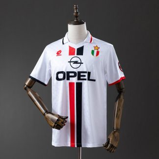 AC Milan 1995/97 Retro Bortatröja Herr Vit Röd och Svart Fotbollströja