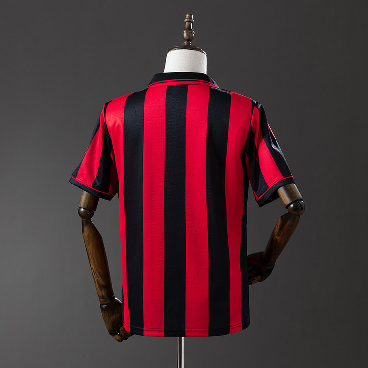 AC Milan 1996/97 Retro Hemmatröja Herr Röd och Svart Fotbollströja