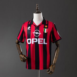 AC Milan 1996/97 Retro Hemmatröja Herr Röd och Svart Fotbollströja