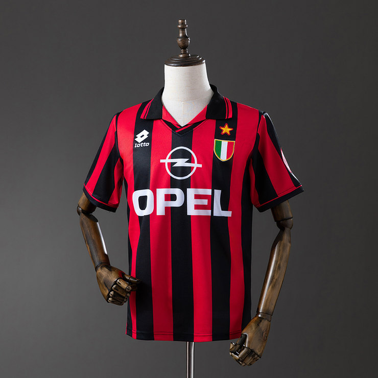 AC Milan 1996/97 Retro Hemmatröja Herr Röd och Svart Fotbollströja