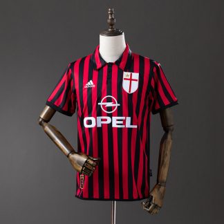 AC Milan 1999/00 Retro Hemmatröja Herr Röd och Svart Fotbollströja