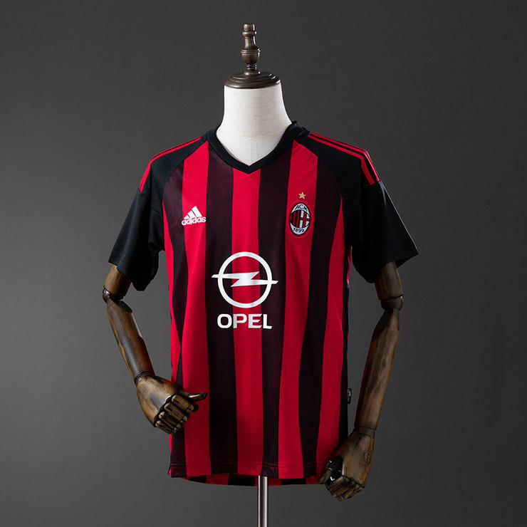 AC Milan 2002/03 Retro Hemmatröja Herr Röd och Svart Fotbollströja