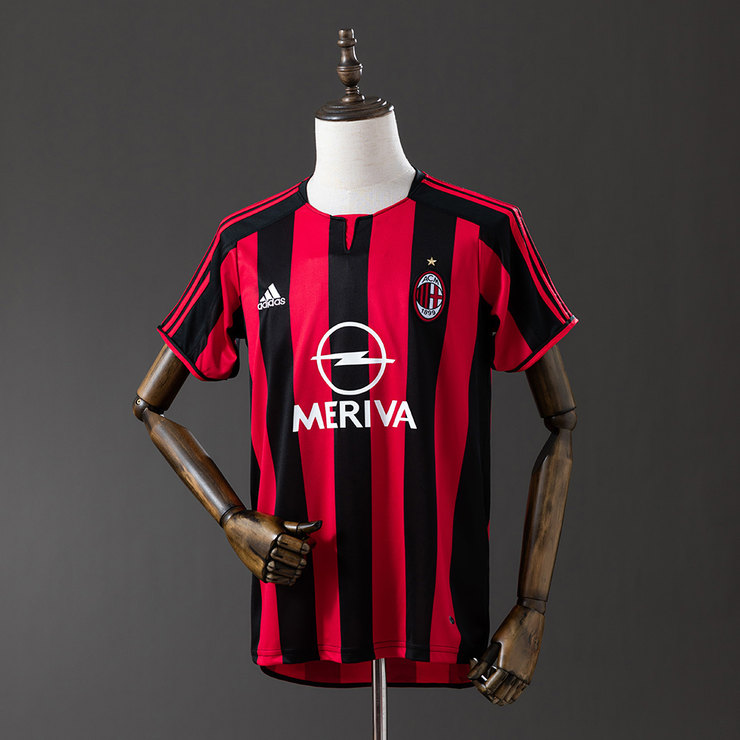 AC Milan 2003/04 Retro Hemmatröja Herr Röd och Svart Fotbollströja