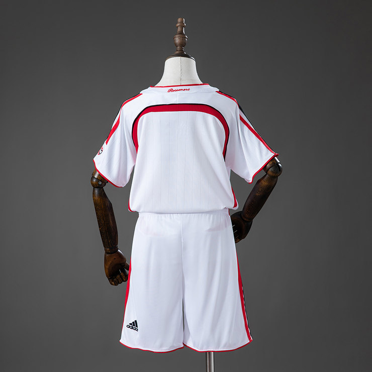 AC Milan 2006/07 Retro Bortaställ Barn Vit Röd med Shorts