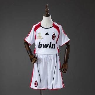 AC Milan 2006/07 Retro Bortaställ Barn Vit Röd med Shorts