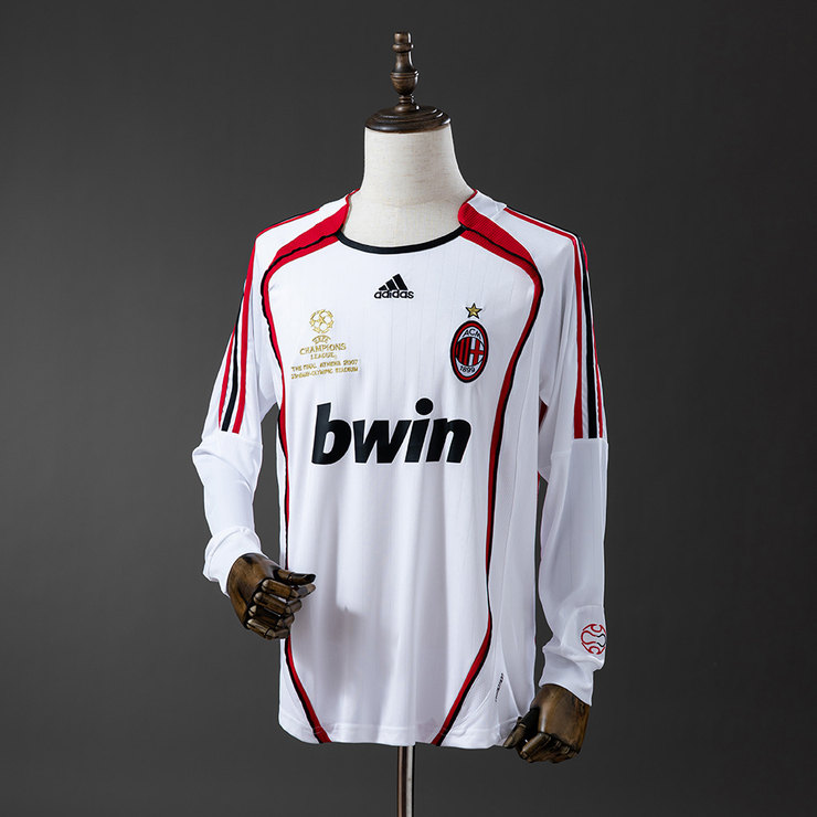 AC Milan 2006/07 Retro Bortatröja Herr Långärmad Vit Fotbollströja