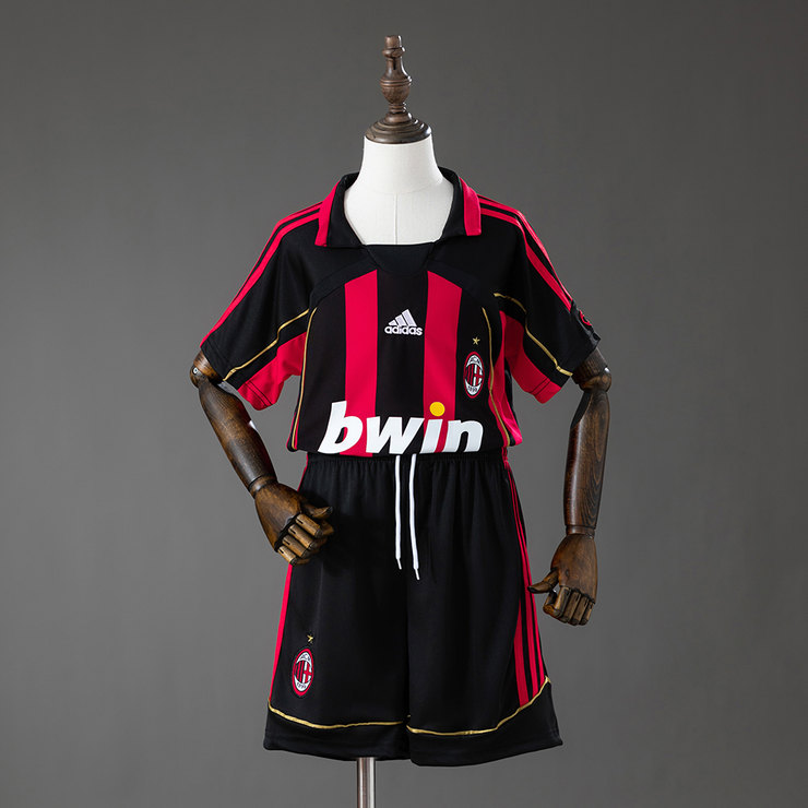 AC Milan 2006/07 Retro Hemmaställ Barn Röd och Svart med Shorts