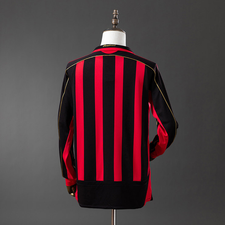 AC Milan 2006/07 Retro Hemmatröja Herr Långärmad Röd Svart Fotbollströja
