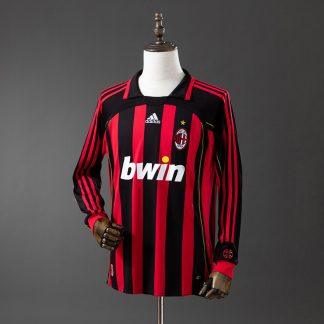 AC Milan 2006/07 Retro Hemmatröja Herr Långärmad Röd Svart Fotbollströja