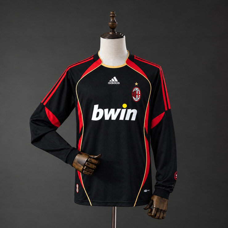 AC Milan 2006/07 Retro Tredjetröja Herr Långärmad Svart Fotbollströja