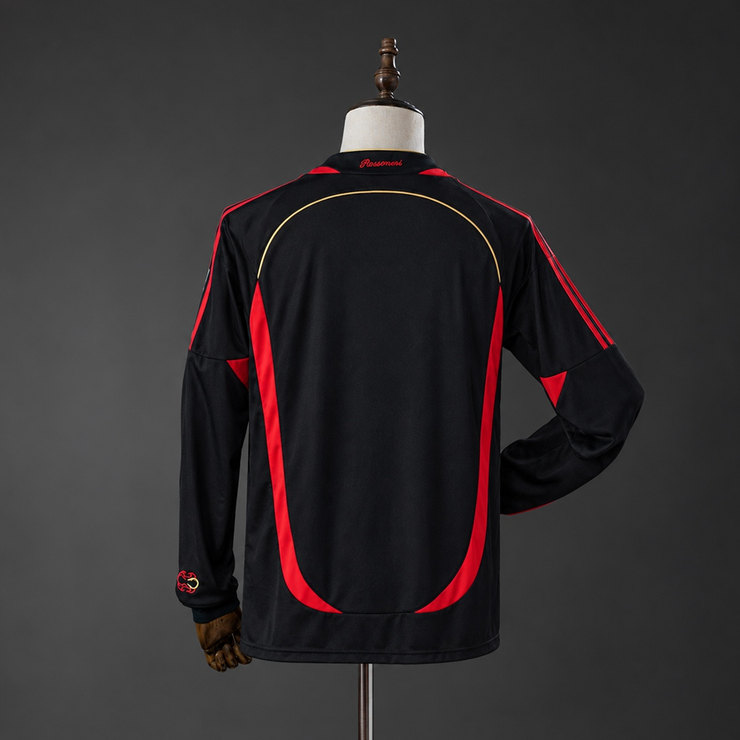 AC Milan 2006/07 Retro Tredjetröja Herr Långärmad Svart Röd och Guld Fotbollströja