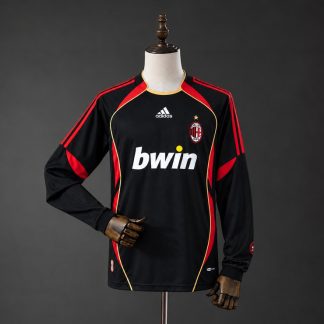 AC Milan 2006/07 Retro Tredjetröja Herr Långärmad Svart Röd och Guld Fotbollströja