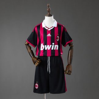 AC Milan 2009/10 Retro Hemmaställ Barn Röd och Svart med Shorts