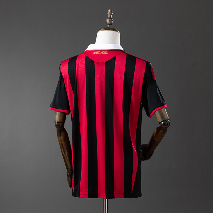 AC Milan 2009/10 Retro Hemmatröja Herr Röd och Svart Fotbollströja
