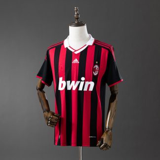 AC Milan 2009/10 Retro Hemmatröja Herr Röd och Svart Fotbollströja