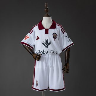 Albacete Balompié 2026/27 Hemmaställ Barn Vit och Granatröd med Shorts