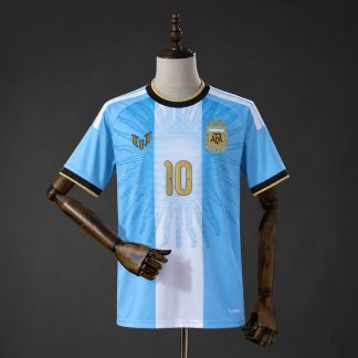 Argentina 2026 Messi #10 Avskedströja Herr Ljusblå Vit och Guld Fotbollströja
