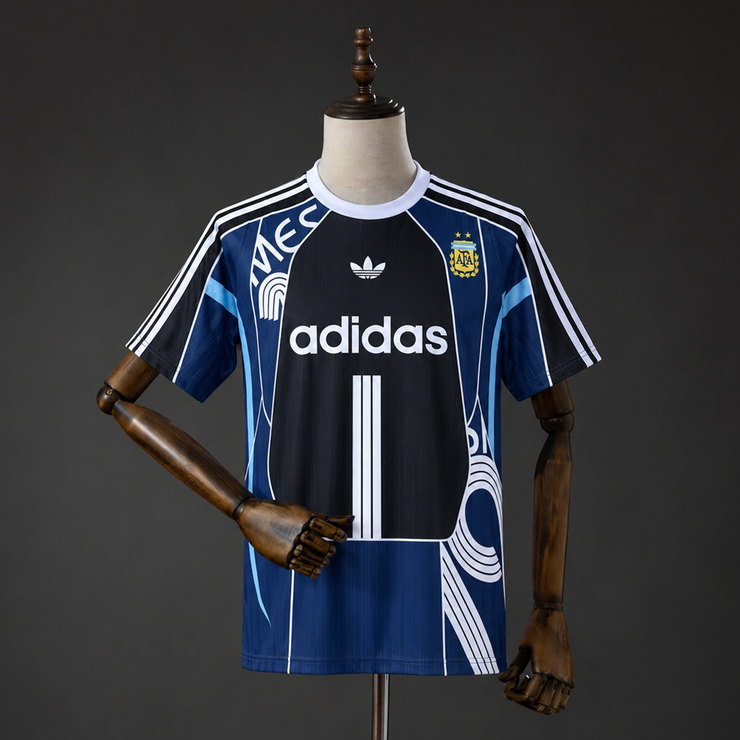 Argentina 2026 OG Retro Fotbollströja Herr Svart Blå och Vit