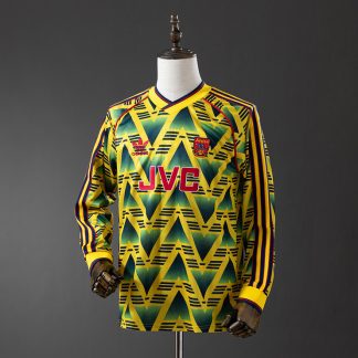 Arsenal 1991/93 Bruised Banana Retro Bortatröja Herr Långärmad Gul Marinblå och Röd