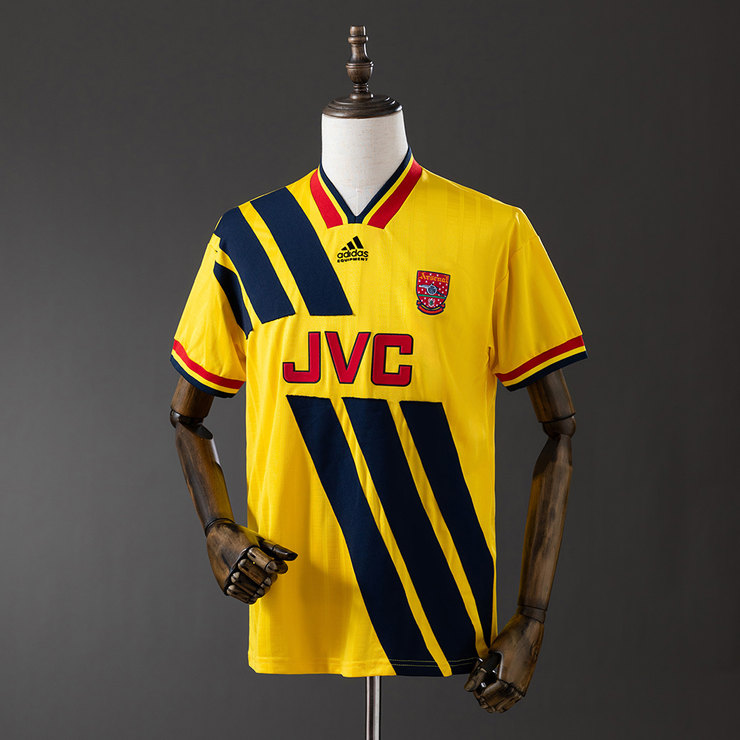 Arsenal 1993/94 Retro Bortatröja Herr Gul Marinblå och Röd Fotbollströja