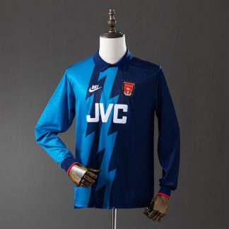 Arsenal 1995/96 Retro Bortatröja Herr Långärmad Marinblå Ljusblå Fotbollströja