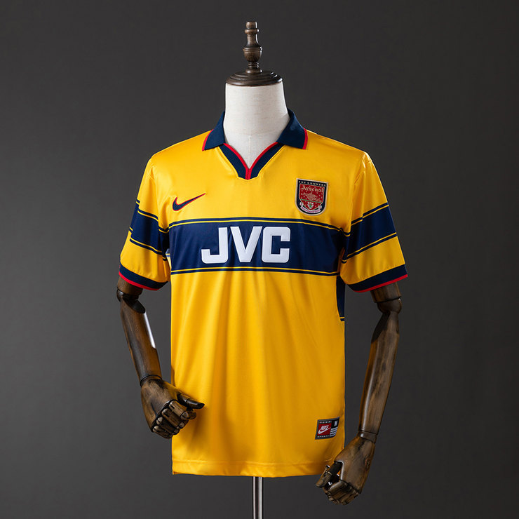 Arsenal 1997/99 Retro Bortatröja Herr Gul Marinblå och Röd Fotbollströja
