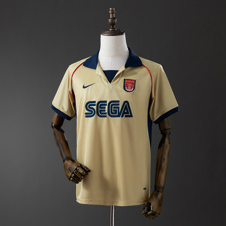 Arsenal 2001/02 Retro Bortatröja Herr Guld Marinblå Fotbollströja