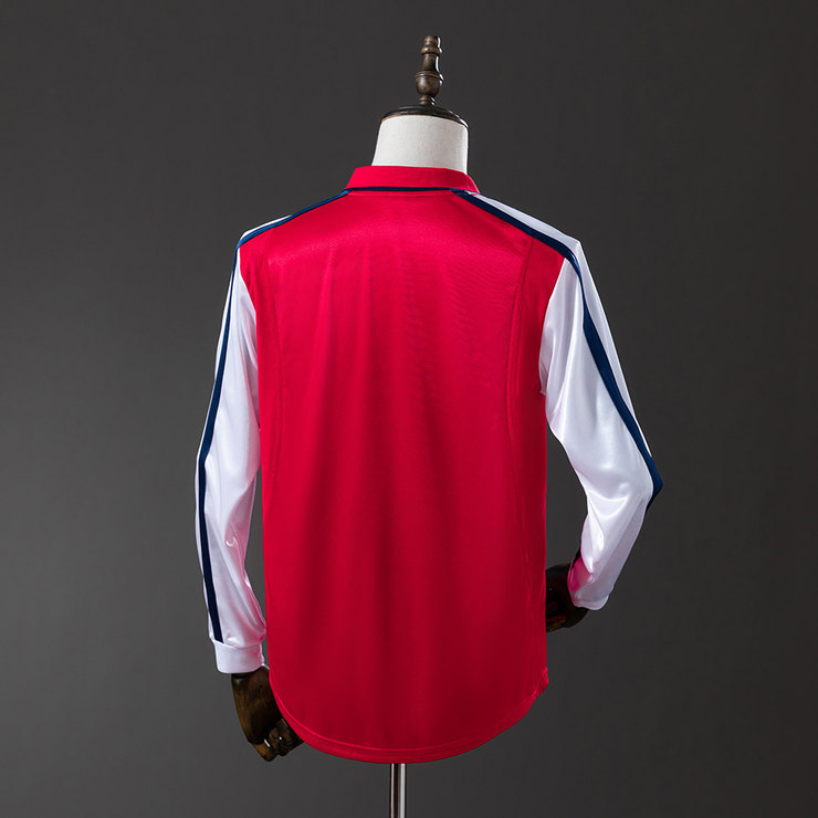 Arsenal 2001/02 Retro Hemmatröja Herr Långärmad Röd Vit och Marinblå Fotbollströja