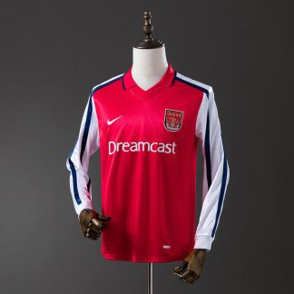Arsenal 2001/02 Retro Hemmatröja Herr Långärmad Röd Vit och Marinblå Fotbollströja