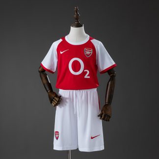 Arsenal 2002/04 Retro Hemmaställ Barn Röd och Vit med Shorts