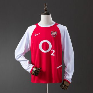 Arsenal 2002/04 Retro Hemmatröja Herr Långärmad Röd och Vit Fotbollströja
