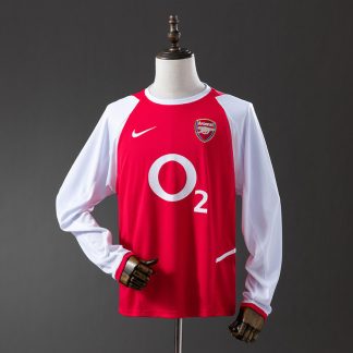 Arsenal 2002/04 Retro Hemmatröja Herr Långärmad Röd och Vit Fotbollströja