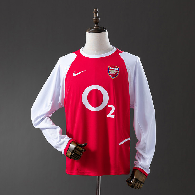 Arsenal 2002/04 Retro Hemmatröja Herr Långärmad Röd och Vit Fotbollströja