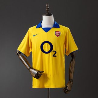 Arsenal 2003/04 Retro Bortatröja Herr Gul och Kungblå Fotbollströja