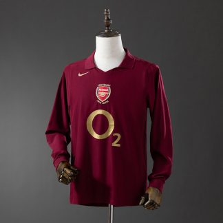 Arsenal 2005/06 Retro Hemmatröja Herr Långärmad Mörkröd Fotbollströja