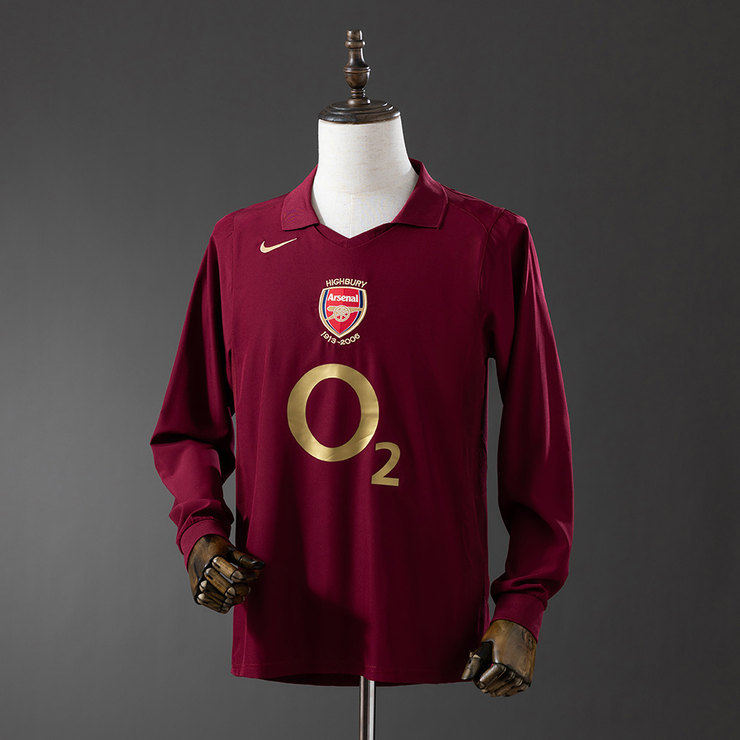 Arsenal 2005/06 Retro Hemmatröja Herr Långärmad Mörkröd Fotbollströja
