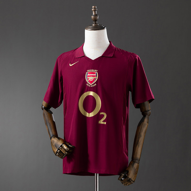 Arsenal 2005/06 Retro Hemmatröja Herr Mörkröd Fotbollströja