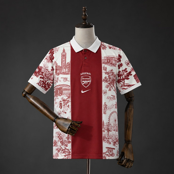Arsenal 2026/27 Specialutgåva Casual Fotbollströja Herr Vinröd och Vit
