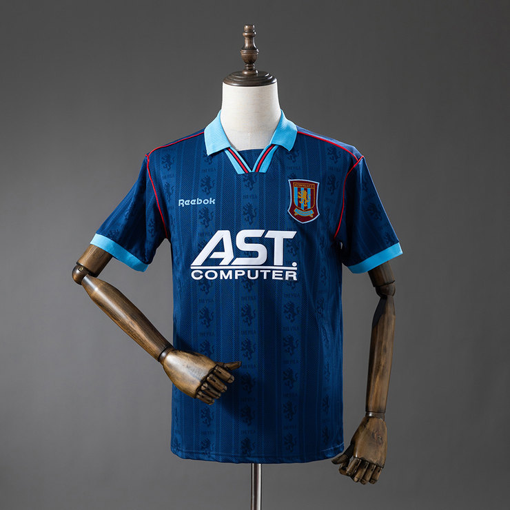 Aston Villa 1995/96 Retro Bortatröja Herr Marinblå Fotbollströja